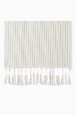 BRUNELLO CUCINELLI★Double knit striped scarf Buy Brunello Cucinelli White Striped Double-knit Scarf in