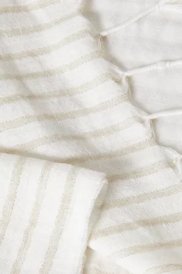 Buy Brunello Cucinelli White Striped Double-knit Scarf in