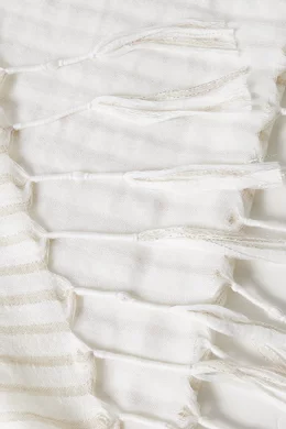 Buy Brunello Cucinelli White Striped Double-knit Scarf in