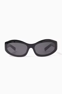 Buy Miu Miu Black Oval Sunglasses in Acetate for Women Online