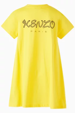 Buy KENZO KIDS Yellow Tiger-embroidered T-shirt Dress in Organic