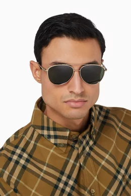 Buy Burberry Green Pilot Sunglasses for UNISEX Online Ounass Kuwait
