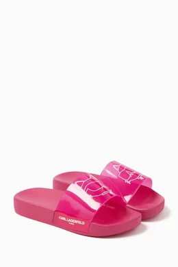 Buy Karl Lagerfeld Kids Pink Choupette-print Slides in PVC for