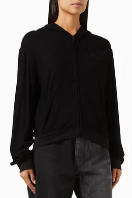 Buy Balenciaga Black BB Garderobe Zip Hoodie in Velvet-crepe for