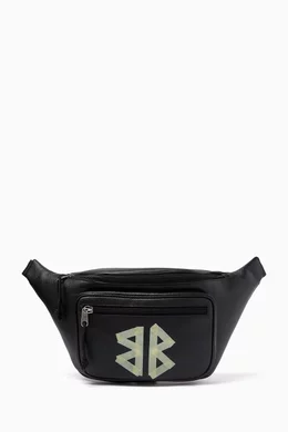 Buy Balenciaga Black Tape Logo Explorer Belt Bag in Leather