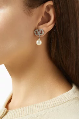 アクセサリーその他 Valentino Garavani Oval earrings with Swarovski pearl Valentino Garavani Ovalette Metal, Pearl and Swarovski