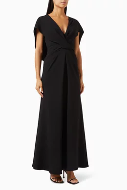 Buy Gemy Maalouf Black Draped Cape-sleeve Dress in Crepe for Women