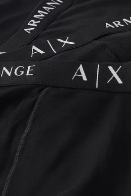 Buy Armani Exchange Black AX Lettering Boxer Briefs in Cotton, Set
