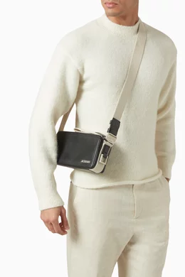 Buy Jacquemus Black Le Cuerda Horizontal Camera Bag in Leather for