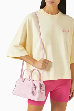 Buy Jacquemus Pink Le Petit Turismo Small Tote Bag in Croc