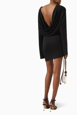 【JACQUEMUS】La Robe Croisiere Mini Dress ブラック Croisière draped jersey minidress in black - Jacquemus