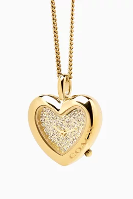Buy Coach Gold GP Heart Watch Pendant Necklace in Stainless Steel