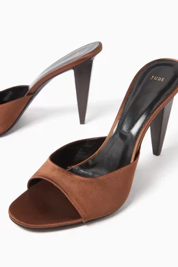 Buy Jude Brown Sky 110 Mule Sandals in Satin for Women Online