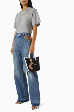 Buy Stella McCartney Black Logo Crossbody Tote Bag in