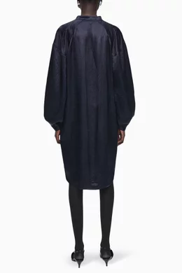 Buy COS Blue Pleated-detail Midi Dress in Satin for Women Online