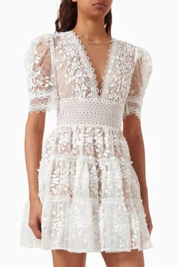 chinese dress ladies Paris Maraya Blanc Lace Mini Dress
