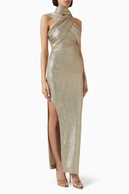 Buy Elle Zeitoune Gold Tara Sash Dress for Women Online | Ounass Kuwait