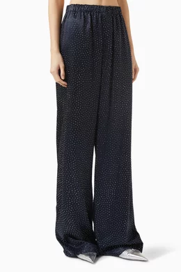 Buy Balenciaga Blue Strass-embellished Pyjama Pants in Satin