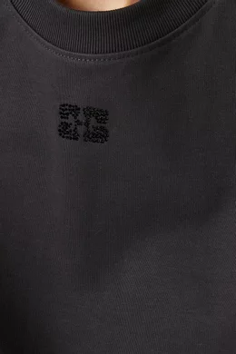 Tシャツ・カットソー Ganni Black Cotton T-Shirt With Rhinestone Embroidery GANNI BLACK COTTON RHINESTONE T-SHIRT | REVERSIBLE