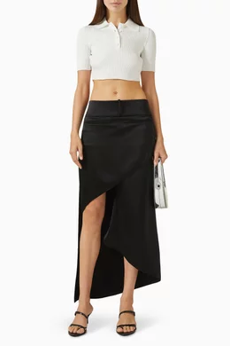 Buy Courreges Black Infinity Heritage Skirt in Satin for