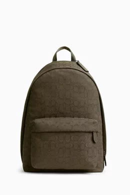 coach campus backpack green for men Mens Hitch In Leather, Black Copper/Amazon Multi, Large, Hitch Backpack With Varsity Stripe Fashion Signature jacquard refined pebble leather and smooth calf leather Inside zip cell phone and multifunction pockets Inside tech sleeve Drawstring and snap closures fabric lining Top handle with 3 1/4 drop Outside zip and flap pockets Adjustable shoulder straps Luggage sleeve 11 1/4 (L) x 17 3/4 (H) x 6 1/2 (W) Style No. Green COACH Backpacks for Men
