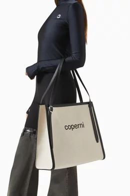 Buy Coperni Neutral Logo Belt Tote Bag in Canvas for Women