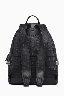 Buy MCM Black Stark Side Studs Backpack in Visetos Canvas for Men