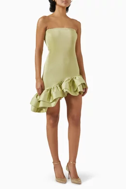 green floral strapless dress Lumière Plumage One Shoulder Dress main image 1