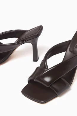 Buy Bottega Veneta Brown Riva 90 Mule Sandals in Shiny