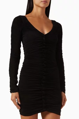 Buy Alexander Wang Black Ruched Mini Dress in Stretch