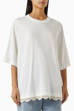 Buy Magda Butrym White Lace-trim Oversized T-shirt in Cotton