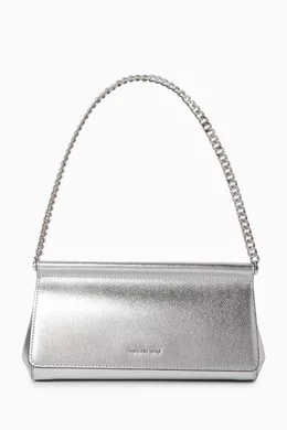 Buy Michael Kors Grey Medium Carmine Clutch Bag in Metallic