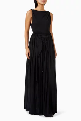 Buy Lanvin Black Adonis Maxi Dress in Viscose-silk Blend for Women