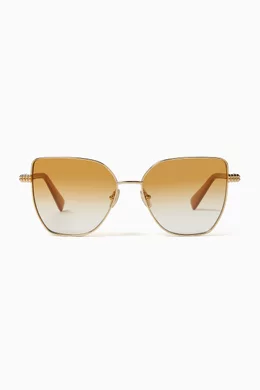 Lanvin Gold Metal Butterfly Sunglasses with Brown Gradient Lenses Lanvin Concerto Metal Butterfly Sunglasses | Neiman Marcus main image 2