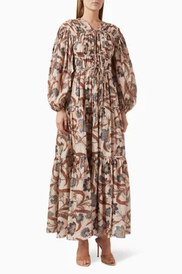 Buy Zimmermann Multicolour Ascension Tie Billow Maxi Dress