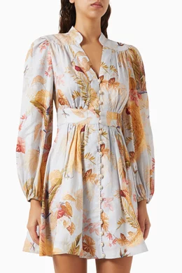 ワンピース ZIMMERMANN ASCENSION MINI DRESS IN LINEN Zimmermann Ascension Plunge Mini Dress | Shopbop