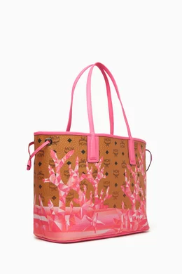 Buy MCM Pink Medium Liz Shopper Tote Bag in Cubic Coral Visetos