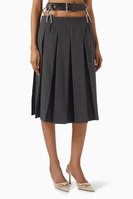 スカート Prada Virgin Wool Midi Skirt Belted mohair and wool midi skirt in blue - Prada | Mytheresa