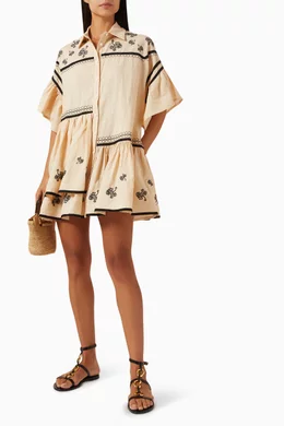 Buy Bohemian Traders Neutral Kaisa Genoa Mini Dress in Linen for Women  Online | Ounass Kuwait