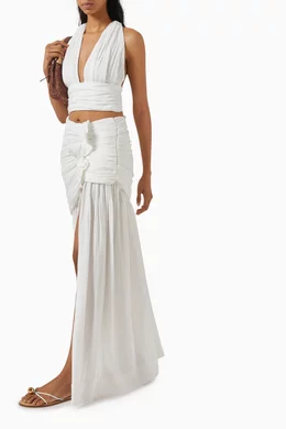 Buy Just Bee Queen White Praia Slit Maxi Skirt for Women Online