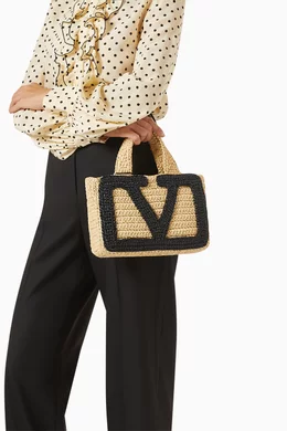 Valentino Garavani Raffia shopping bag Beige