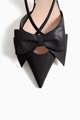 パンプス VALENTINO GARAVANI BOWOW BLACK CROCODILE-EFFECT PUMP Valentino Garavani Bowow black crocodile-effect pump