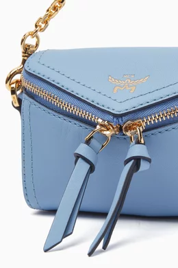 Buy MCM Blue Nano Diamond 3D Bag Charm in Leather for Women Online