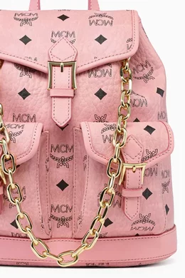 Buy MCM Pink Mini Aren Backpack in Visetos Canvas for Women Online
