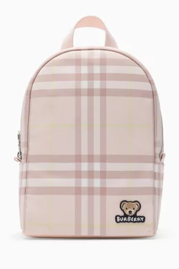 Buy Burberry Pink Check Backpack in Canvas for Kids Online
