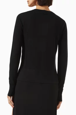 Buy Toteme Black Fine-knit Cardigan in Lyocell Blend for Women