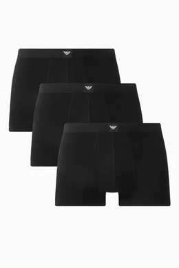 Buy Emporio Armani Black Logo Label Boxer Briefs in Stretch Cotton
