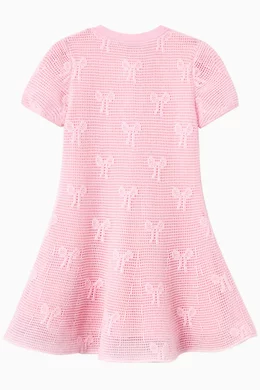 andmary Ribbon crochet knit dress