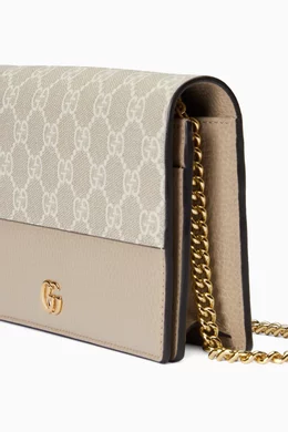 Buy Gucci White GG Marmont Wallet on Chain in Canvas Leather for
