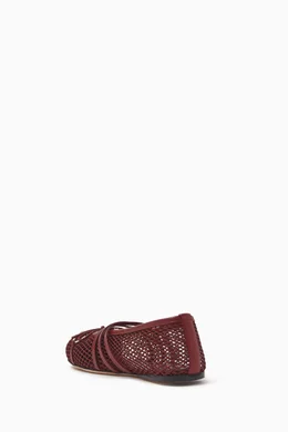 Buy Gucci Burgundy Horsebit Ballerina Flats in Mesh Nappa